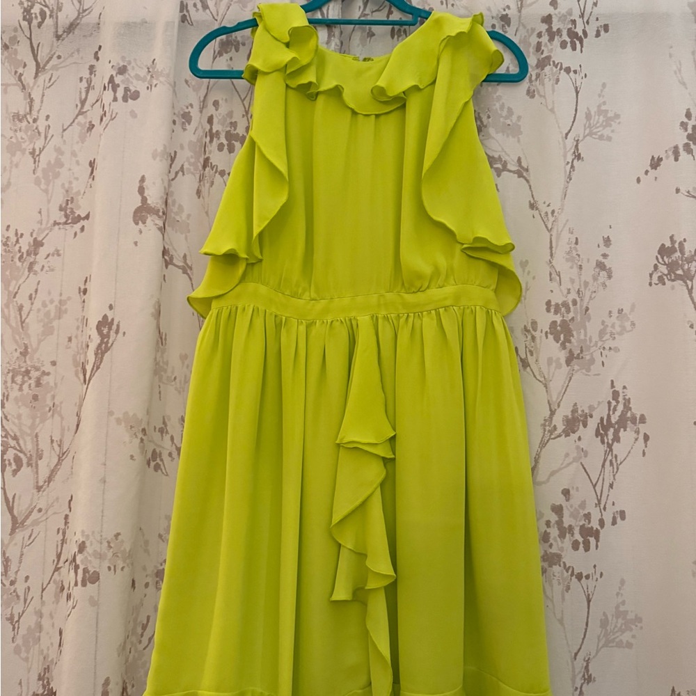 Prabal Gurung Vibrant Green Ruffle Dress